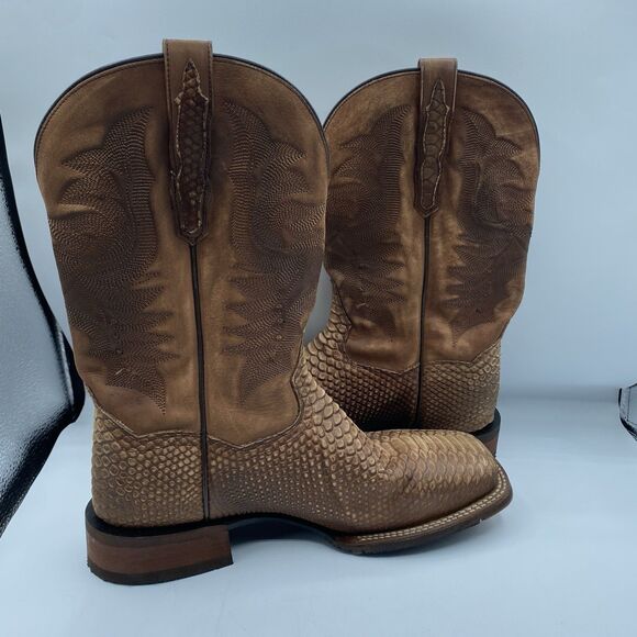 Dan Post Boots Mens 10 D KA Python Print Brown Leather Western Square Toe Cowboy main image 13